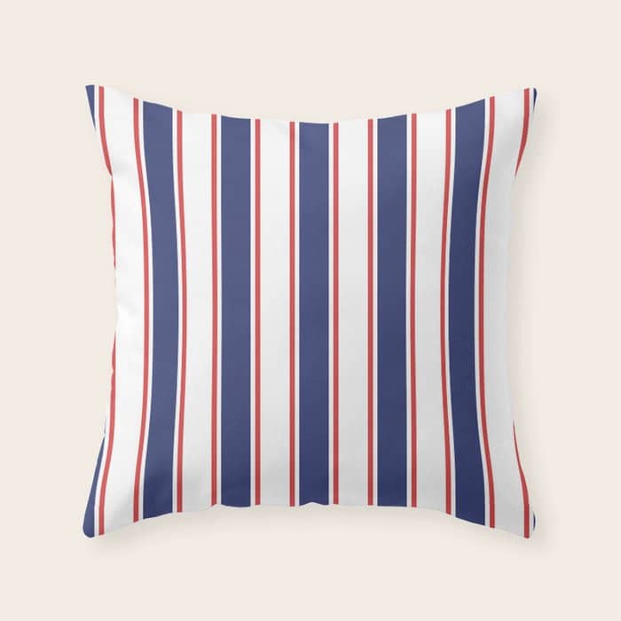 Nautical Red And Blue Stripes 2 Throw Pillow
