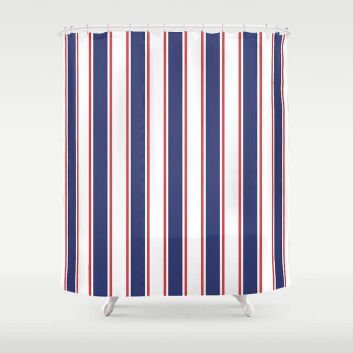 Nautical Red And Blue Stripes 2 Shower Curtain