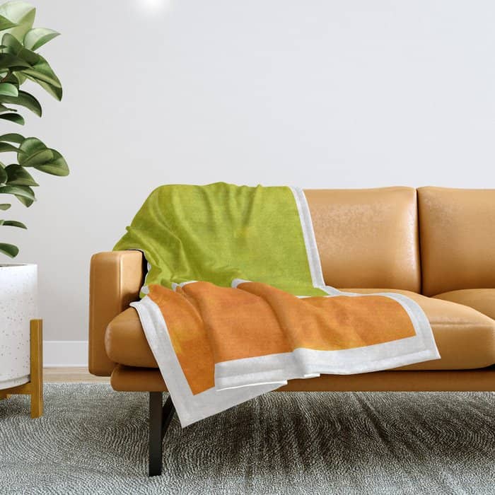 Retro Lime Green Minimalist Abstract Color Block Rothko Midcentury Modern Art Throw Blanket