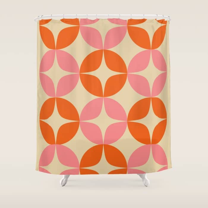 Mid Century Modern Pattern In Pink And Orange Shower Curtain