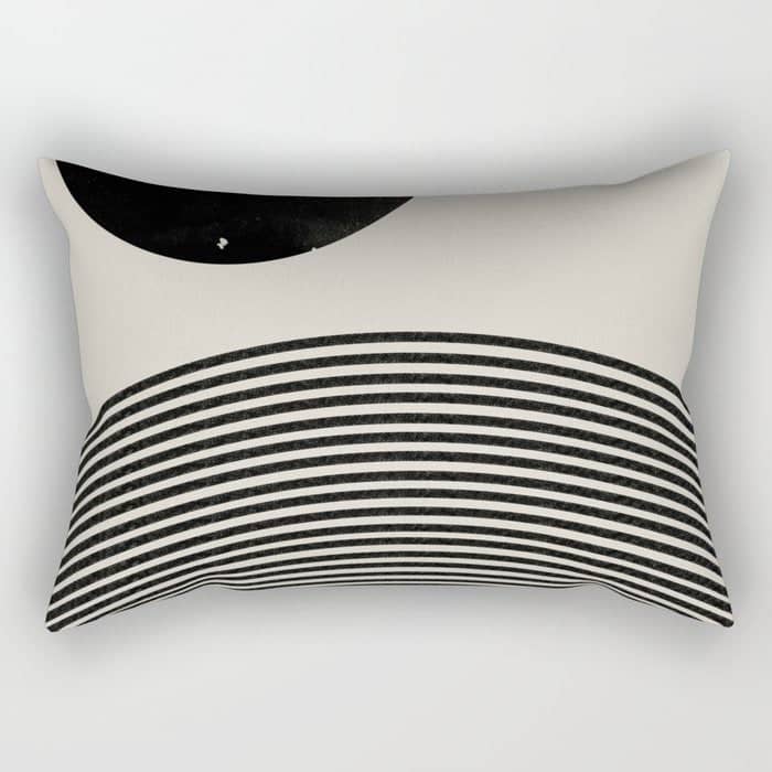 Woodblock Art, Mid Century Illustration Rectangular Pillow