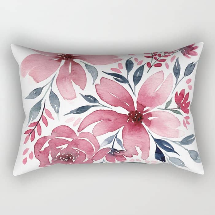 Modern Watercolor Florals No. 2 Rectangular Pillow