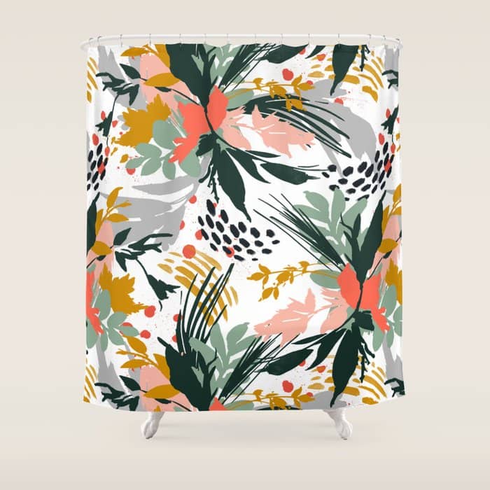 Botanical Brush Strokes I Shower Curtain