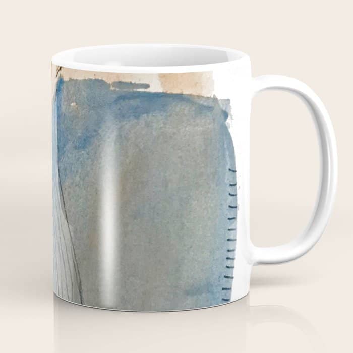 Gentle Breeze: A Minimal, Abstract Mixed-Media Piece In Blues And Tans By Alyssa Hamilton Art Coffee Mug