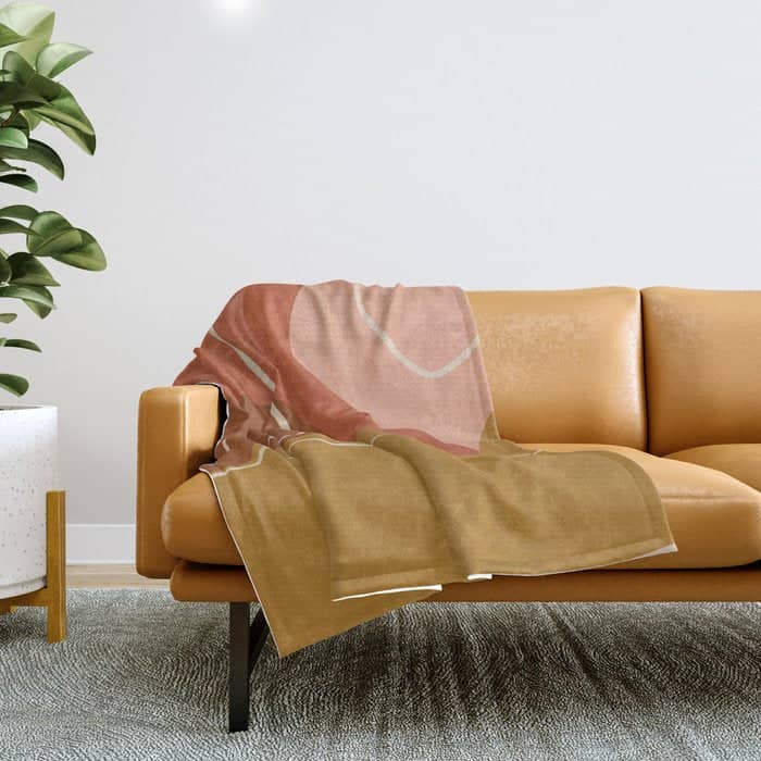Abstract Organic Shapes In Zen Desert Color  Throw Blanket