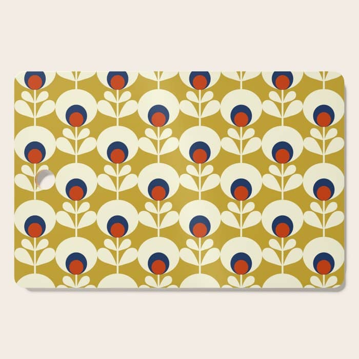 Flowers Geometry Mustard - Retro Pattern No3 Cutting Board
