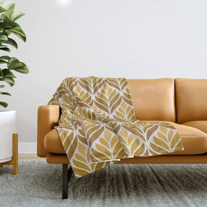 Yellow Retro Flower Pattern Throw Blanket