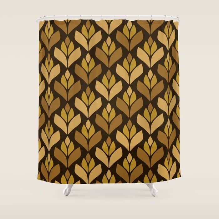 Dark Retro Trefoil Pattern Shower Curtain