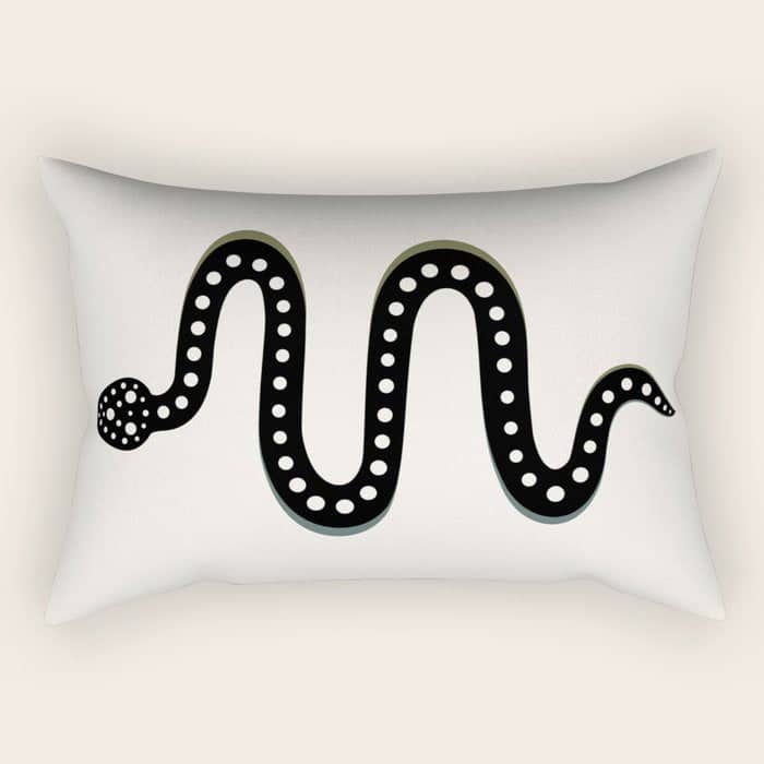 Minimal Snake - Black Rectangular Pillow