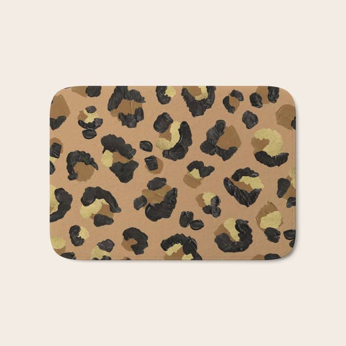 Leopard Print - Neutral & Gold Palette Bath Mat