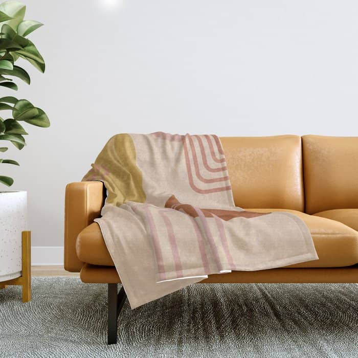 Modern Desert Abstract Shapes And Lines Throw Blanket