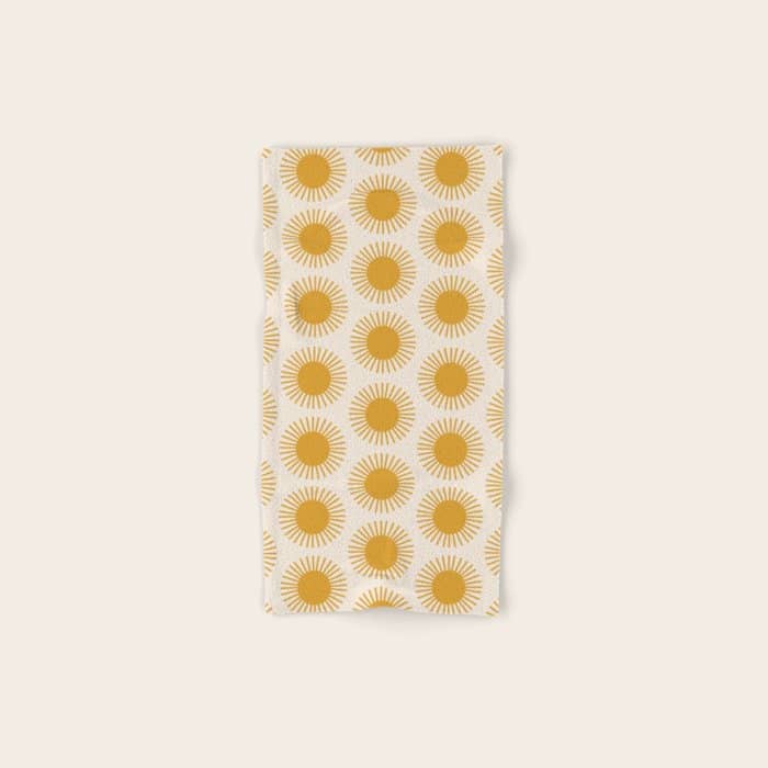 Boho Summer Sun Pattern I Golden Bath Towel