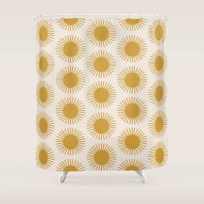 Boho Summer Sun Pattern I Golden Shower Curtain