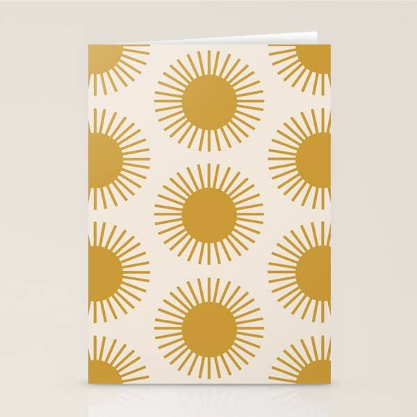 Boho Summer Sun Pattern I Golden Stationery Card