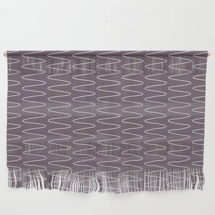 Curved Line Art In Dark Plum Wall Hanging