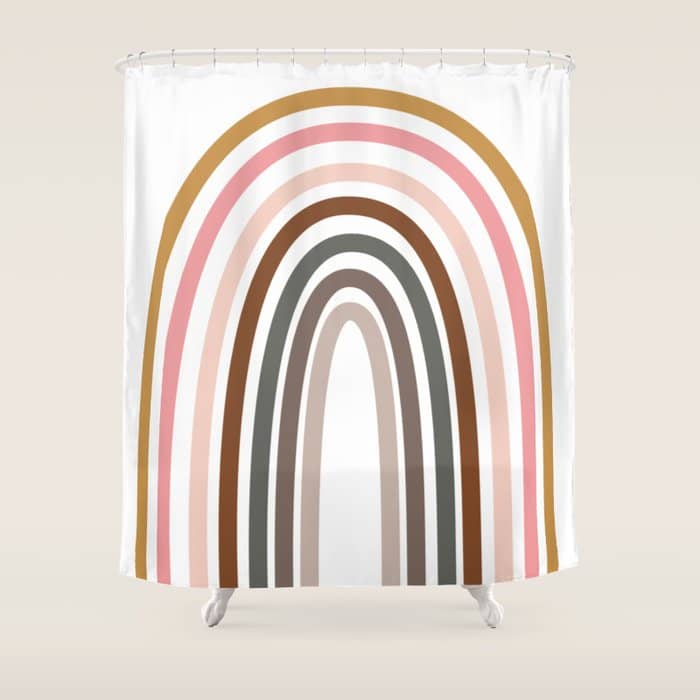Whimsical Rainbow In Earthy Colors Shower Curtain