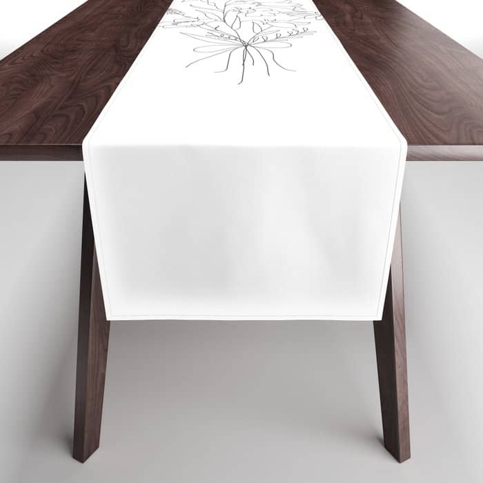 Small Wildflowers Minimalist Line Art Table Runner
