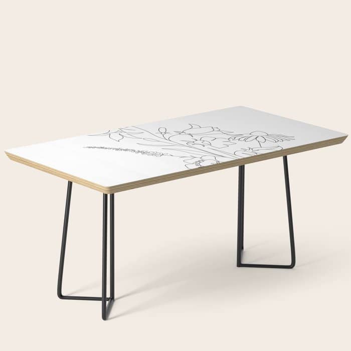 Small Wildflowers Minimalist Line Art Coffee Table