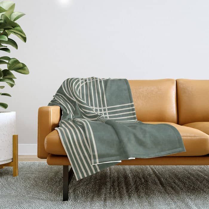 Minimalist Lines In Forest Green Throw Blanket