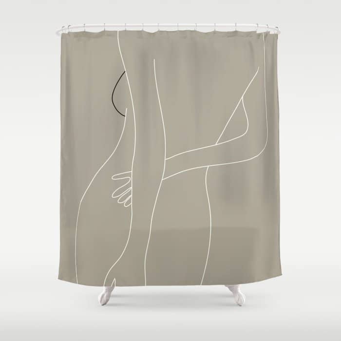 Minimal Line Art Woman Figure Iii Shower Curtain