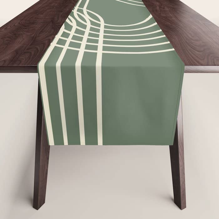 Minimalist Lines In Forest Green Table Runner