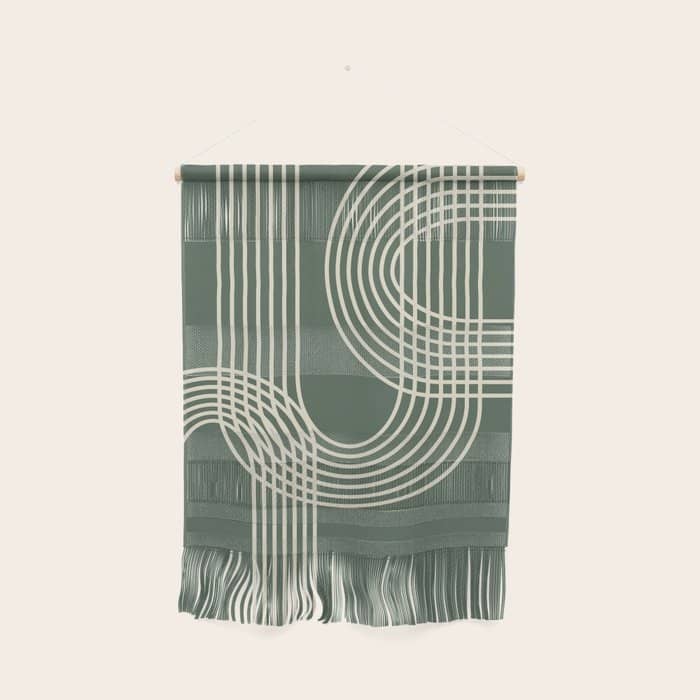 Minimalist Lines In Forest Green Wall Hanging