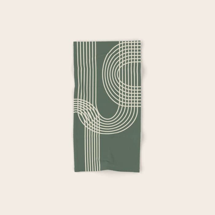 Minimalist Lines In Forest Green Bath Towel