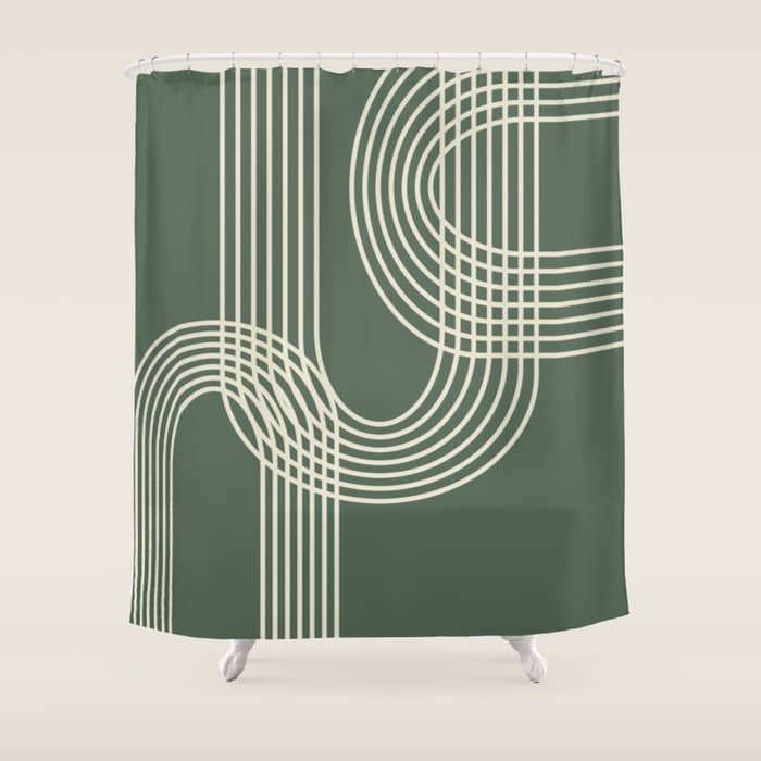 Minimalist Lines In Forest Green Shower Curtain