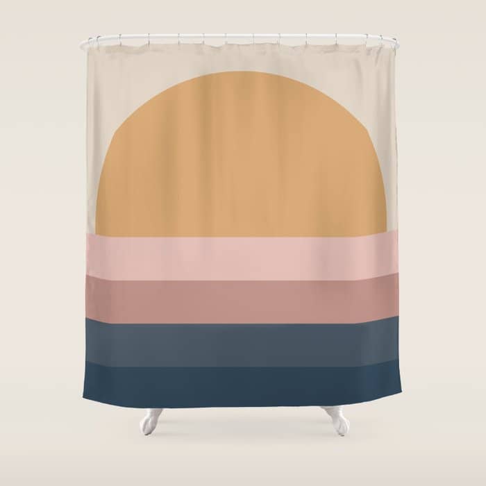 Minimal Retro Sunset - Earthy Neutral Shower Curtain