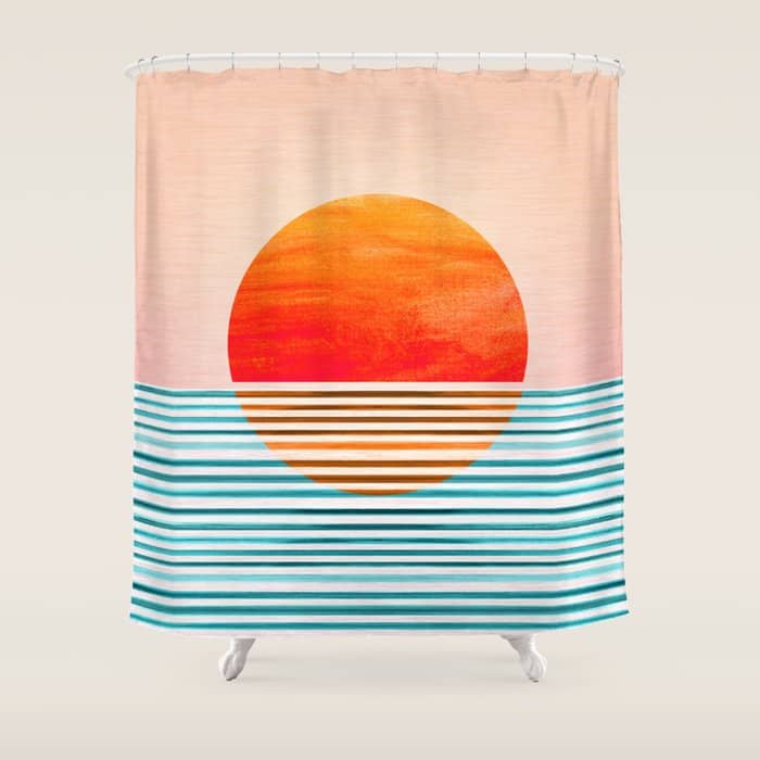 Minimalist Sunset Iii / Abstract Landscape Shower Curtain
