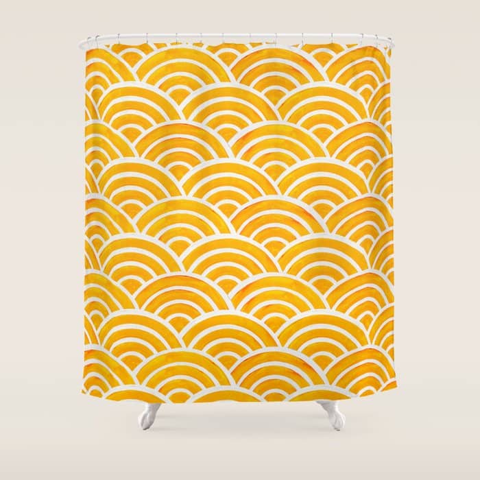 Japanese Seigaiha Wave - Marigold Palette Shower Curtain