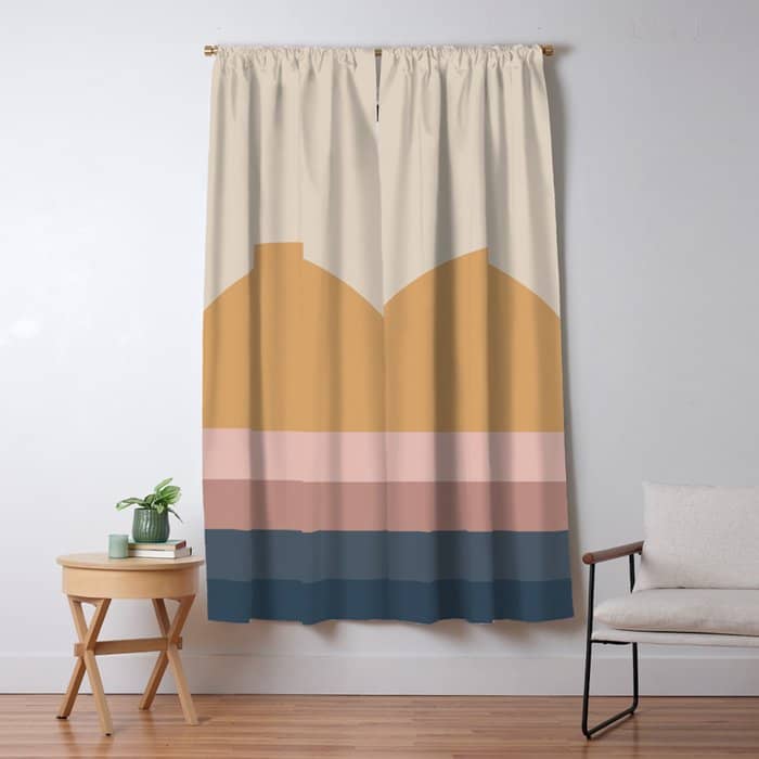Minimal Retro Sunset - Earthy Neutral Window Curtain