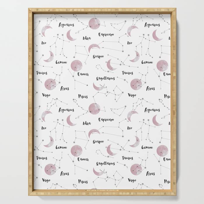 Pink Moon And Constellations Serving Tray