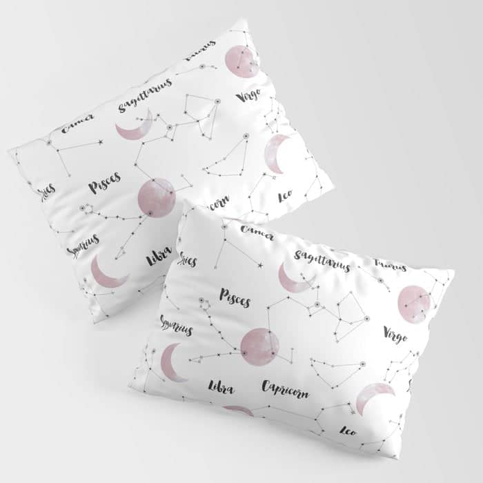 Pink Moon And Constellations Pillow Sham