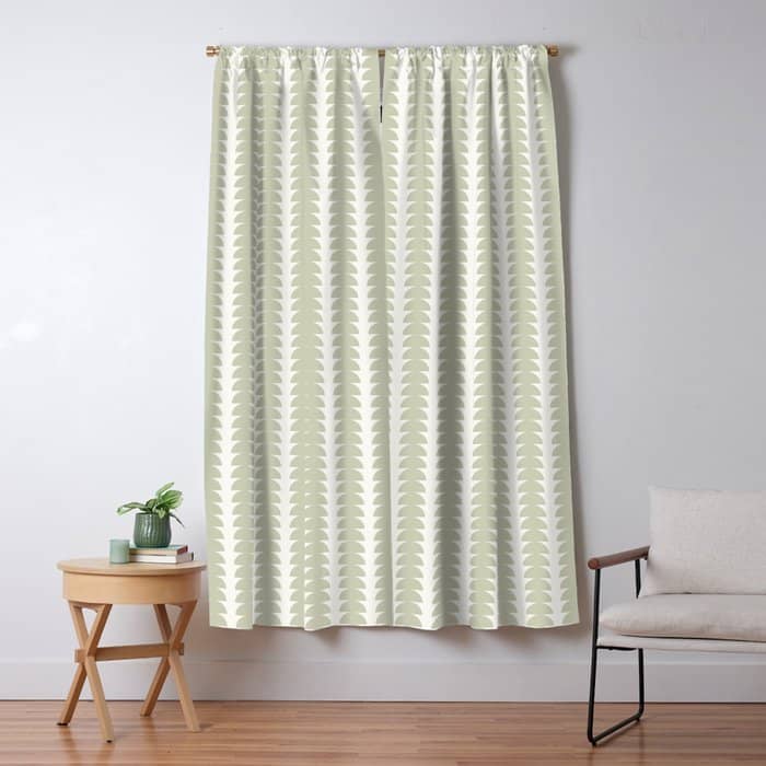 Maude Pattern - Natural Green Window Curtain