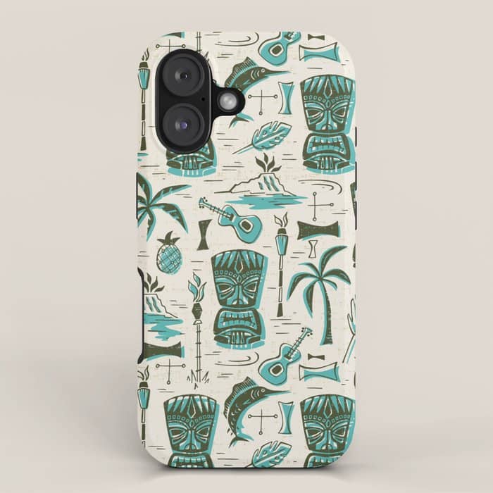 Tropical Tiki - Cream & Aqua Iphone Case