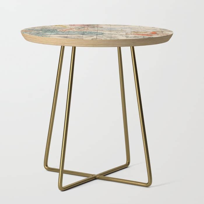 Vintage Celestial & Astrological Map  (1693) Side Table