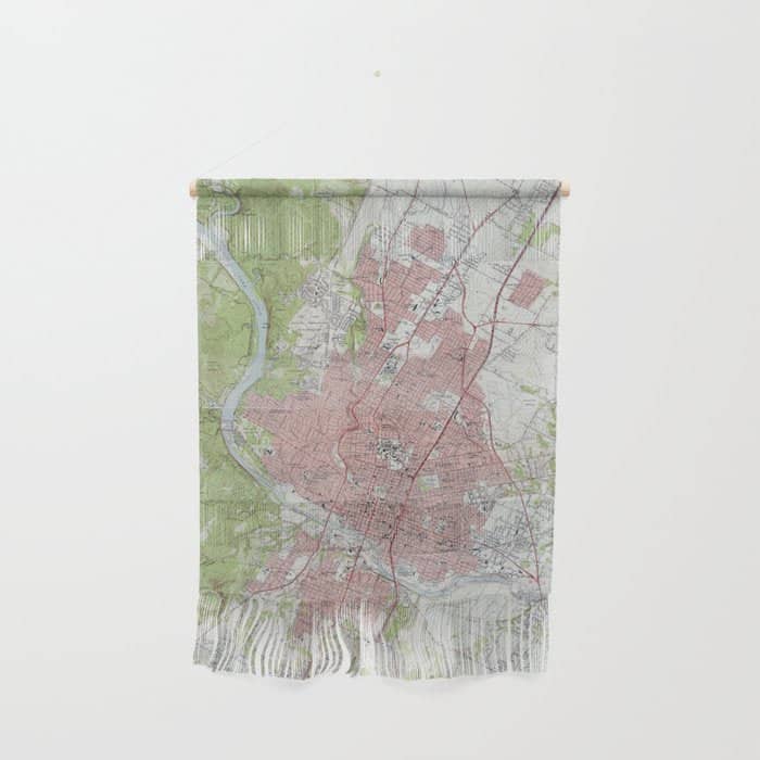 Vintage Map Of Austin Texas (1955) Wall Hanging