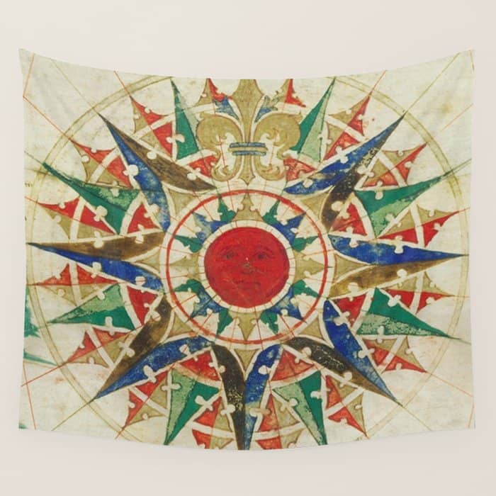 Vintage Compass Rose Diagram (1502) Wall Tapestry