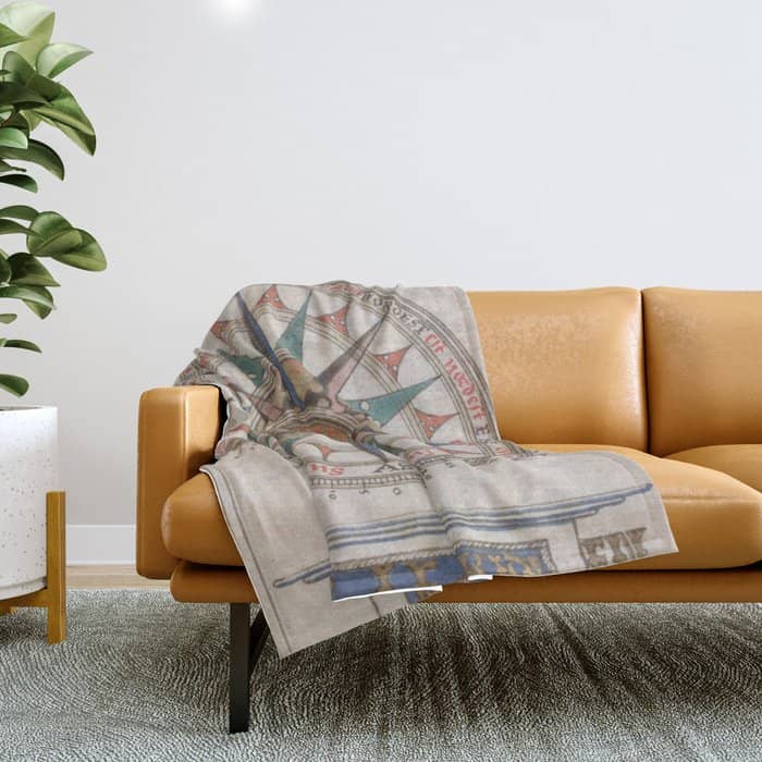 Historical Nautical Compass (1543) Throw Blanket