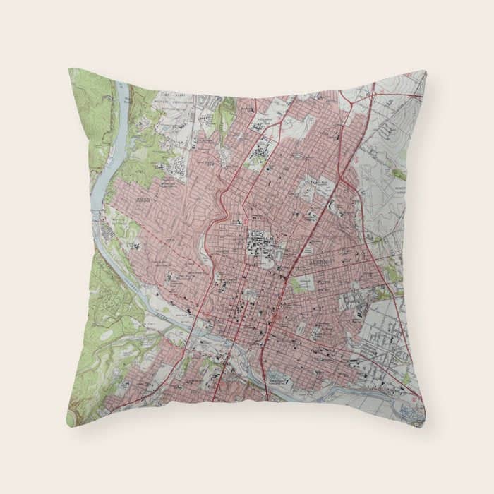 Vintage Map Of Austin Texas (1955) Throw Pillow