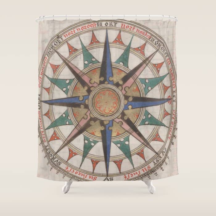 Historical Nautical Compass (1543) Shower Curtain