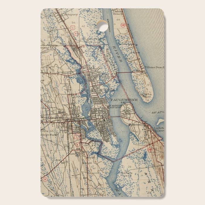 Vintage Map Of St. Augustine Florida (1937) Cutting Board
