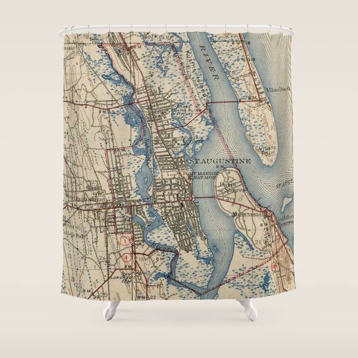 Vintage Map Of St. Augustine Florida (1937) Shower Curtain