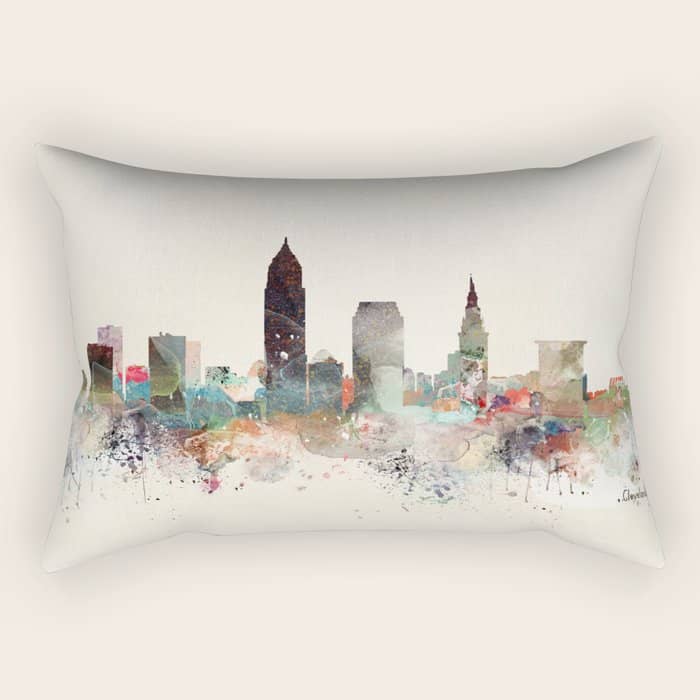 Cleveland Ohio Skyline Rectangular Pillow