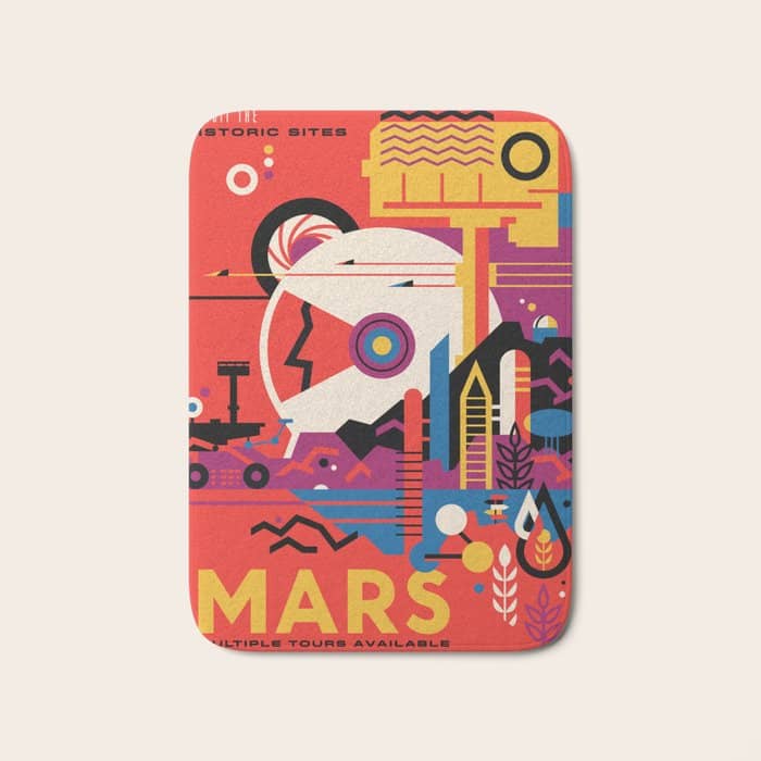 Nasa Retro Space Travel Poster #9 Mars Bath Mat