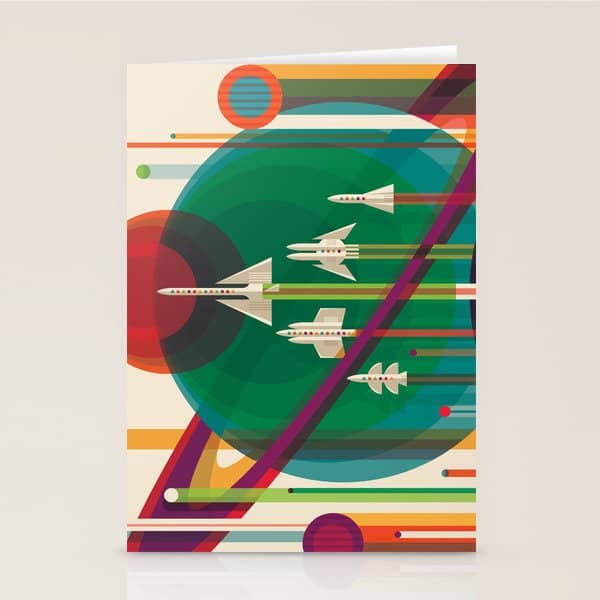 Nasa Retro Space Travel Poster The Grand Tour Stationery Card