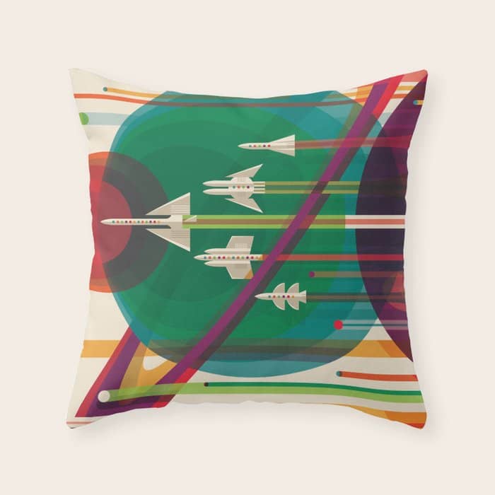 Nasa Retro Space Travel Poster The Grand Tour Throw Pillow