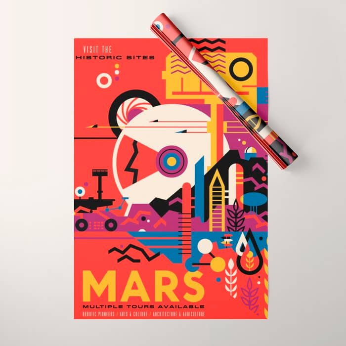 Nasa Retro Space Travel Poster #9 Mars Wrapping Paper