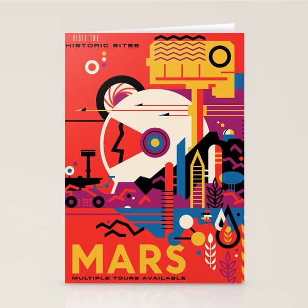 Nasa Retro Space Travel Poster #9 Mars Stationery Card